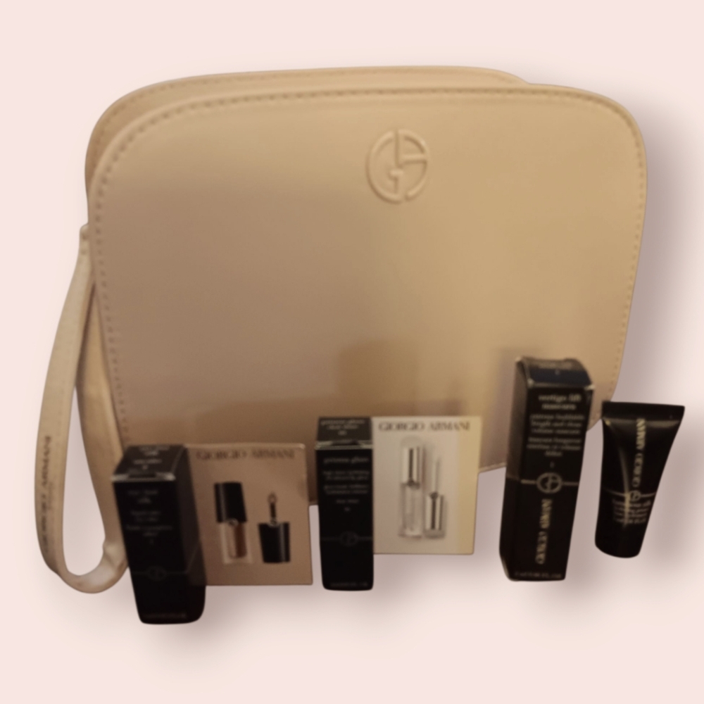 Giorgio Armani Pink Cosmetic Bag with Makeup Minis